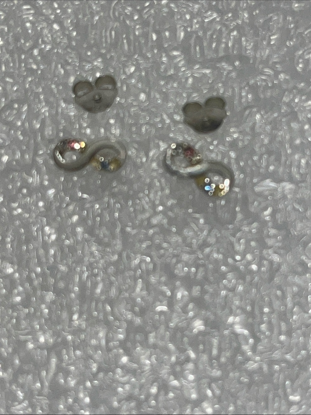 Silver Infinity and Heart Stud Earring Set with Multicolor Accents